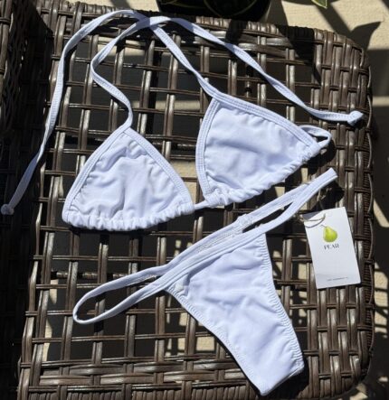 White Sun Dipped Classic bikini by Pear minimal Brazilian swimwear