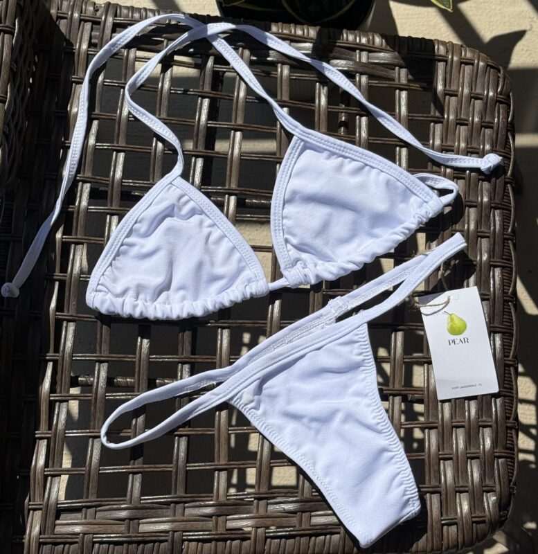 White Sun Dipped Classic bikini by Pear minimal Brazilian swimwear