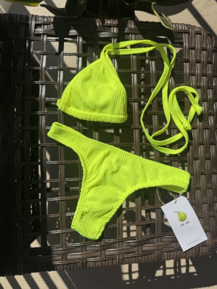 Neon Yellow ribbon bikini The First Bite by Pear Brazilian swimwear