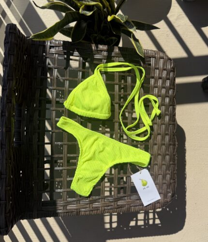 Neon Yellow ribbon bikini The First Bite by Pear Brazilian swimwear