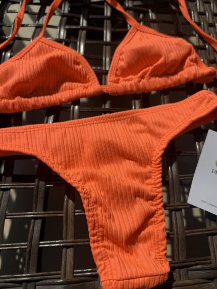 Neon Orange ribbon bikini The First Bite by Pear Brazilian swimwear