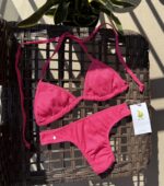 Neon Pink ribbon bikini The First Bite by Pear Brazilian swimwear