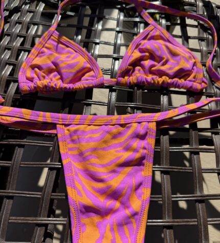 Pink orange tiger print bikini set by Pear