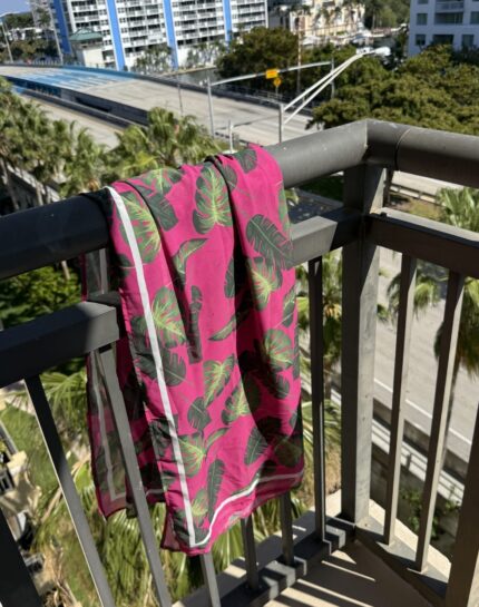 Pink tropical beach cover up Pear x Gabi Runz collaboration